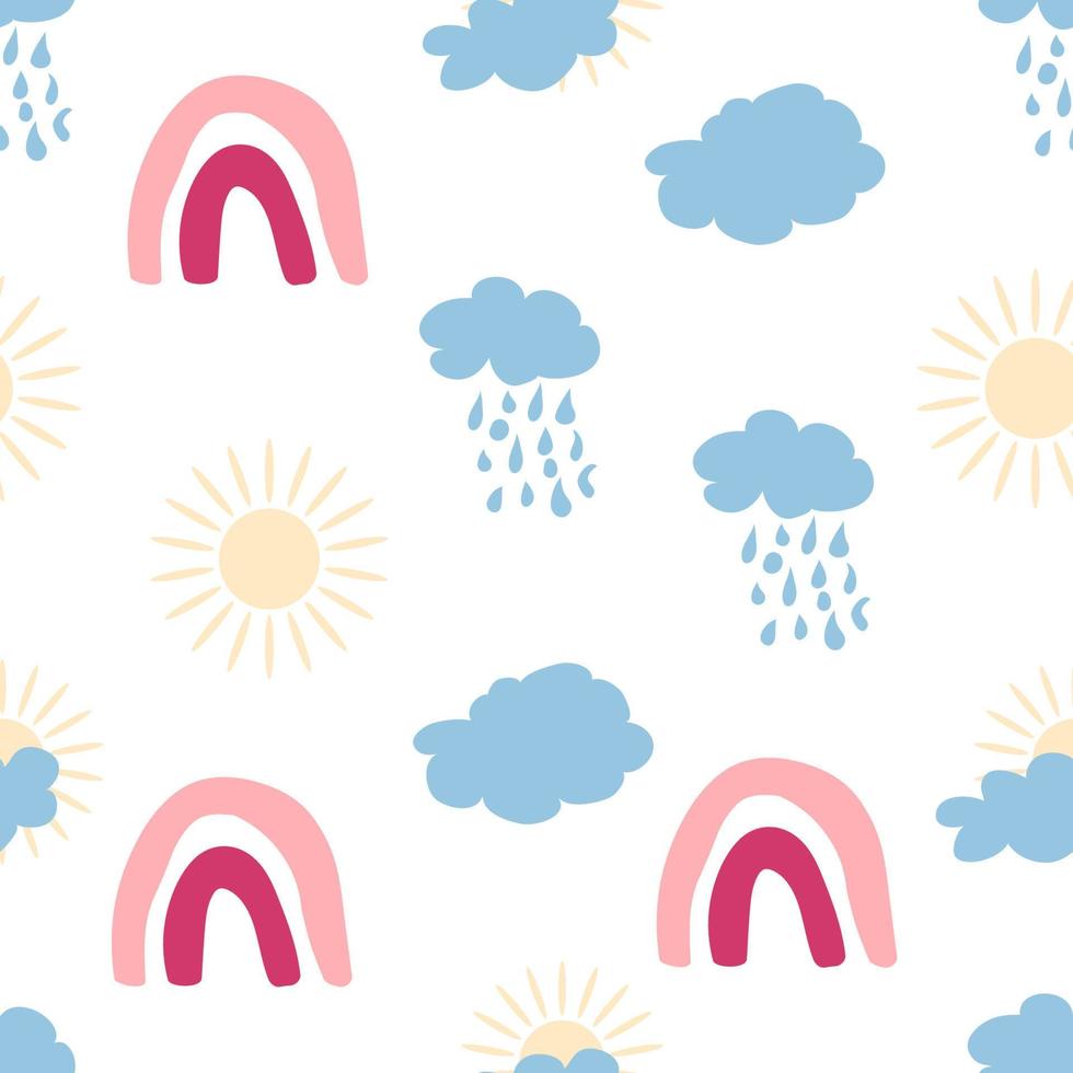 regenboog naadloos patroon in pastel kleuren. Scandinavisch baby hand- getrokken illustratie perfect voor textiel vector