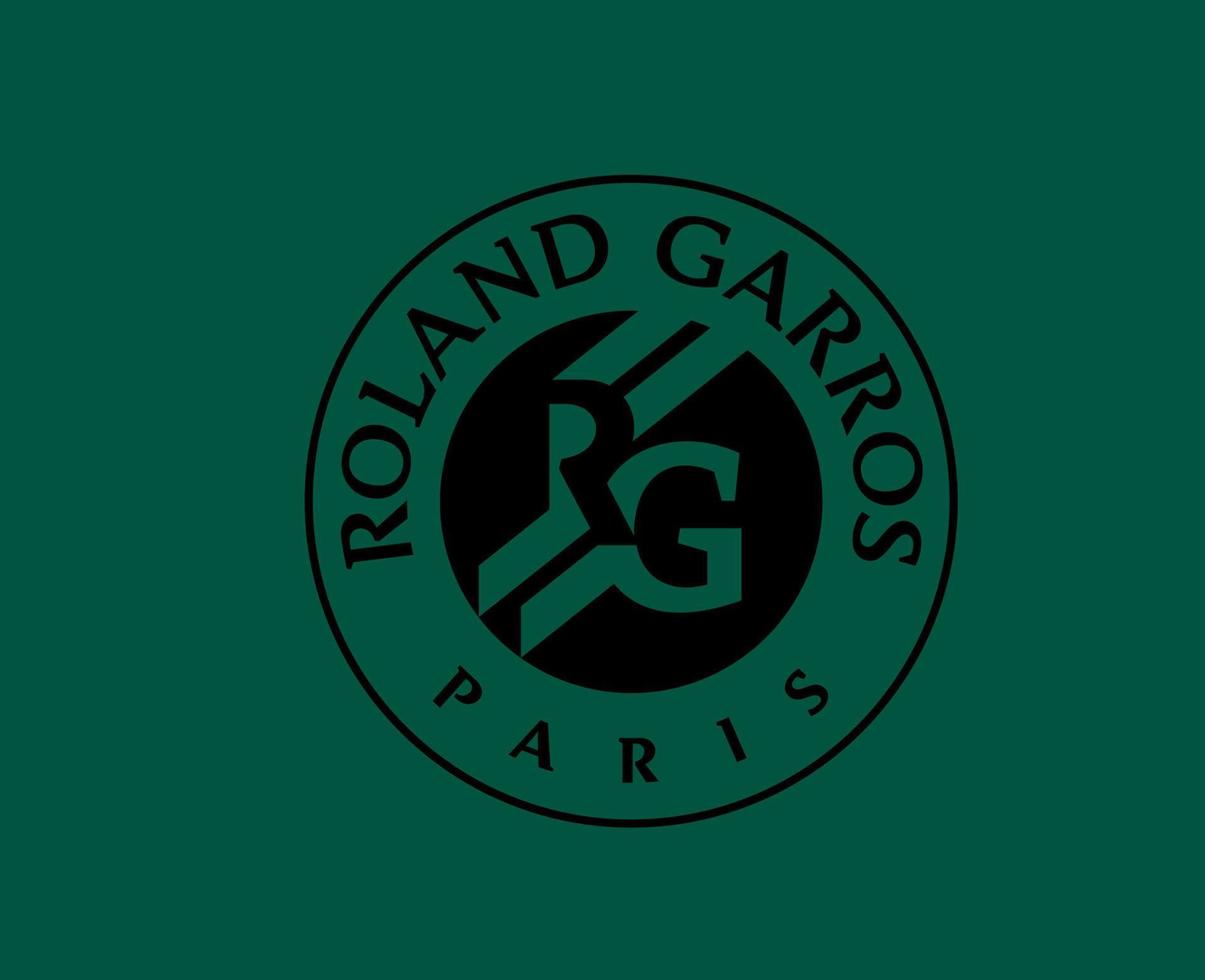 roland garros toernooi tennis symbool zwart Frans Open logo kampioen ontwerp vector abstract illustratie met groen achtergrond