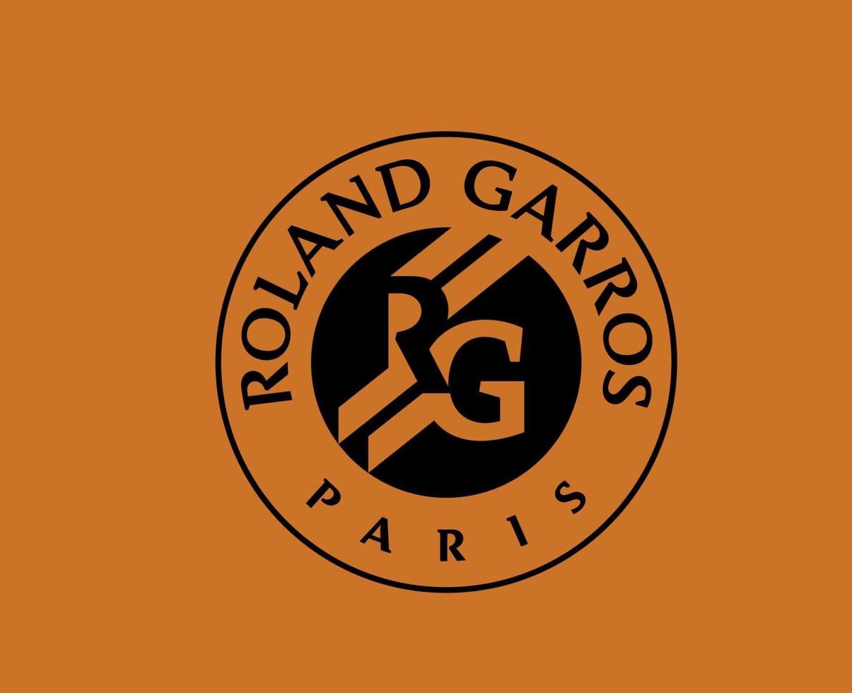 roland garros toernooi tennis symbool zwart Frans Open logo kampioen ontwerp vector abstract illustratie met oranje achtergrond