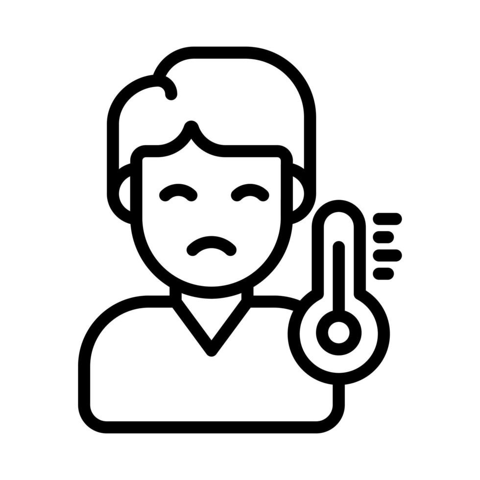 een mannen met thermometer vector ontwerp ziek persoon icoon