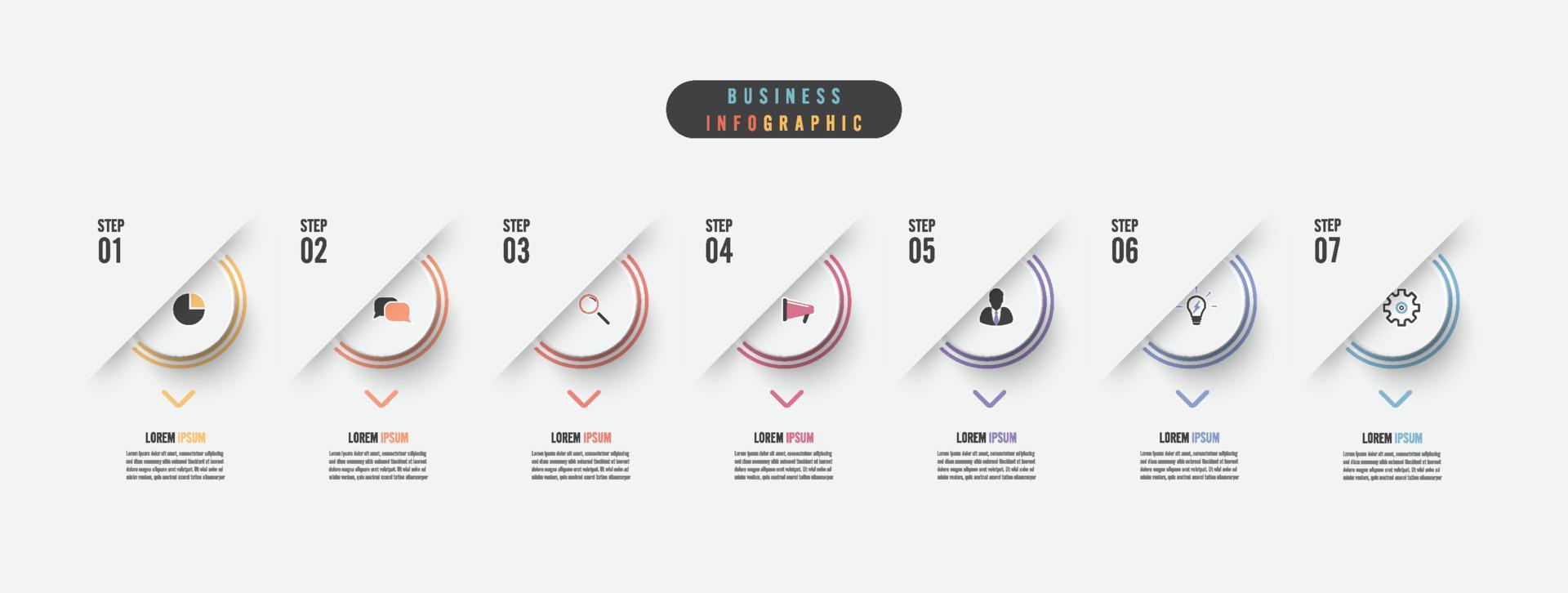 bedrijf infographic element met 7 opties, stappen, aantal vector sjabloon ontwerp