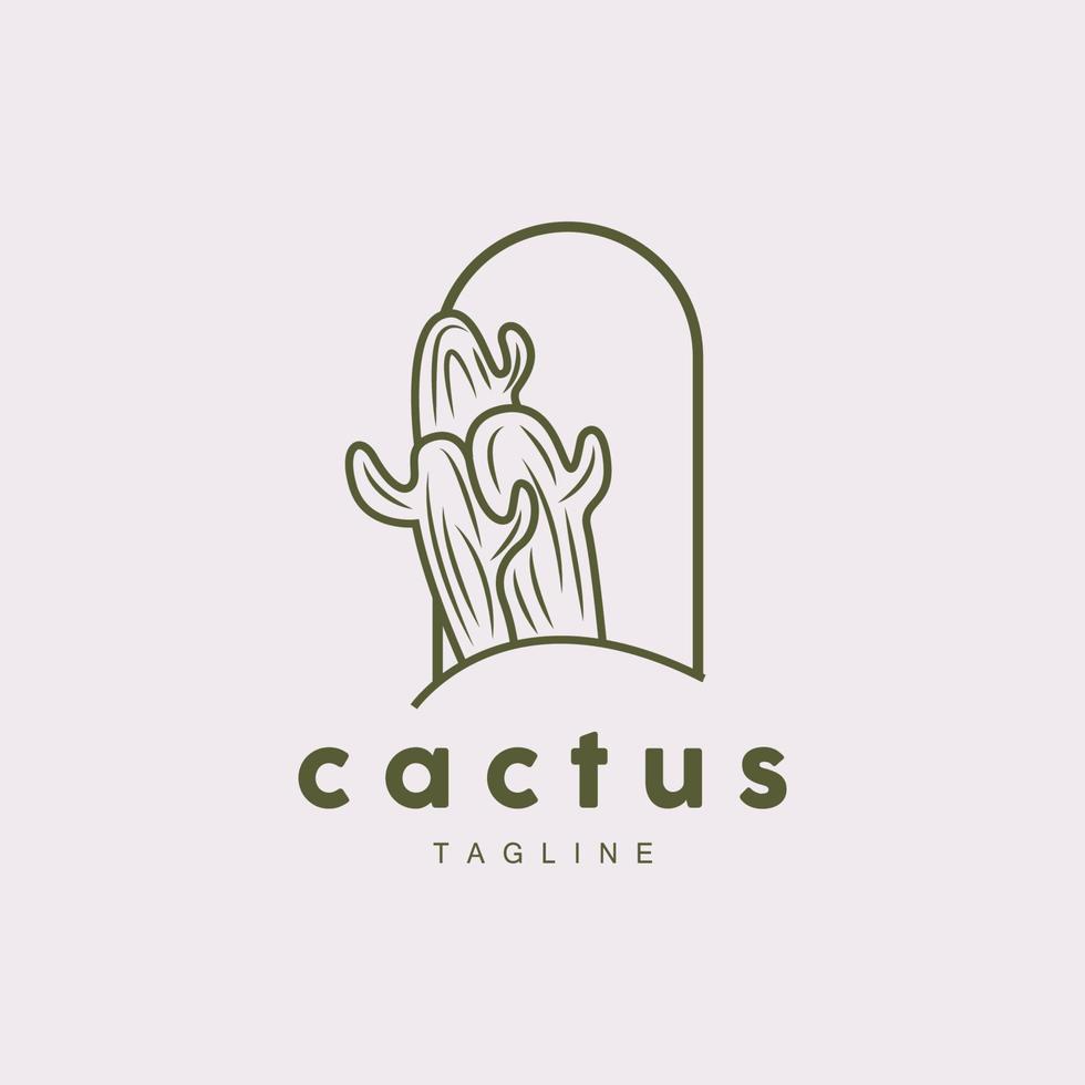 cactus logo, gemakkelijk lijn cactus ontwerp, groen fabriek vector, icoon, symbool, illustratie vector