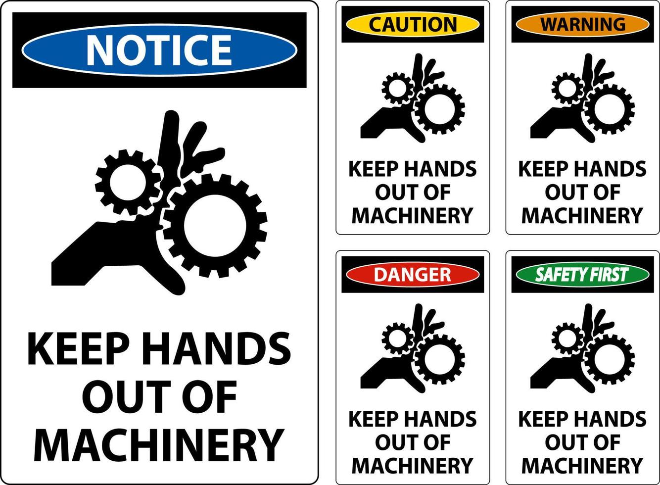 waarschuwing teken houden handen uit van machinerie vector