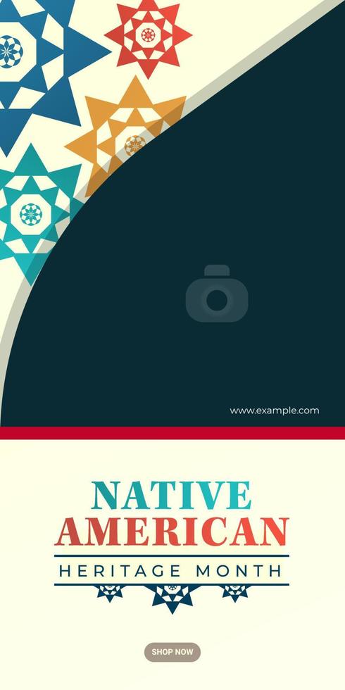 inheems Amerikaans erfgoed maand. banier ontwerp met abstract ornamenten vieren inheems indianen in Amerika. vector