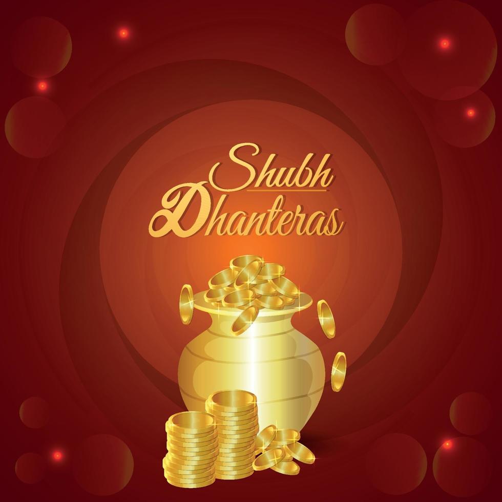 shubh dhanteras vectorillustratie van gouden muntpot vector