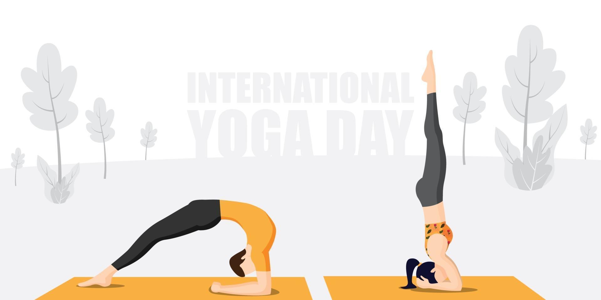 yoga beoefenen op internationale yogadag vector