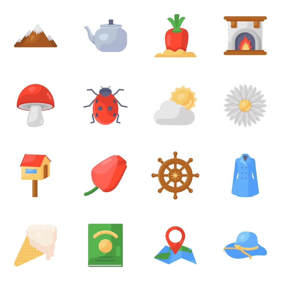 seizoenen en verschillende elementen icon set vector