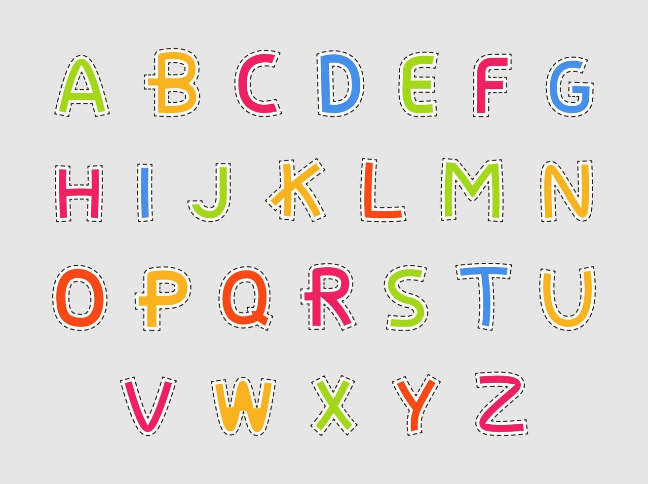 naaien lettertypen, alfabet of abc voor kinderen vector