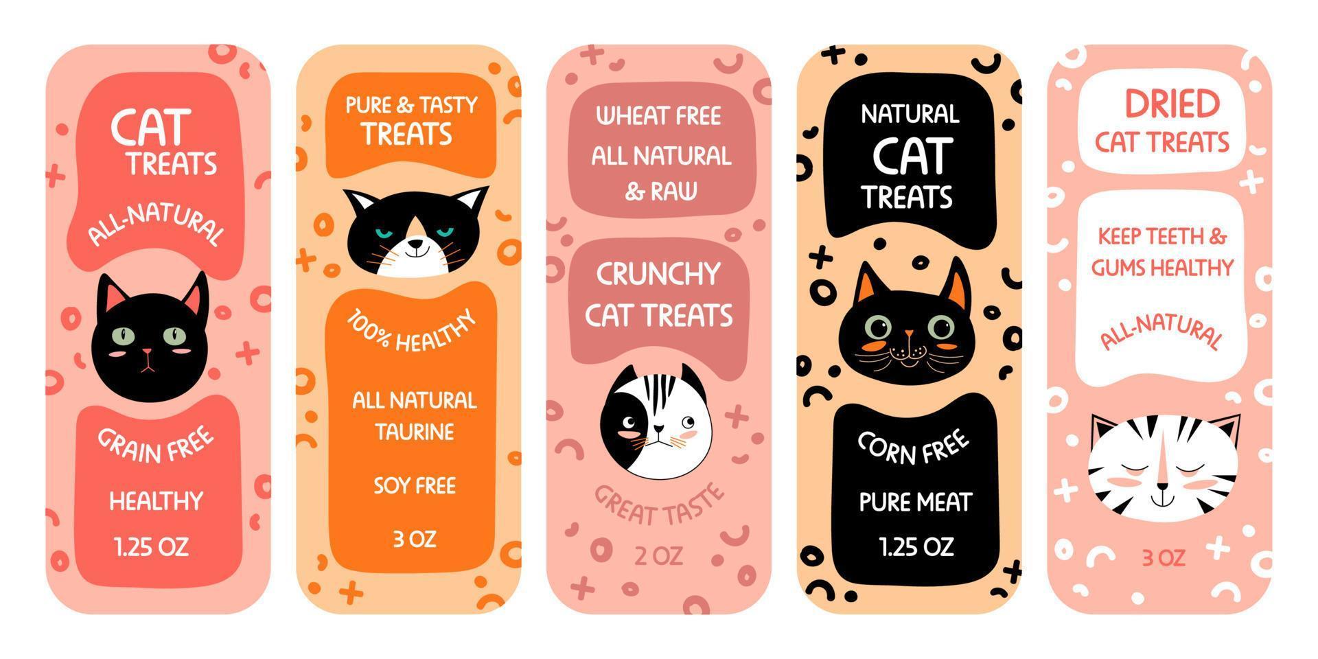 sticker pakket ontwerp reeks voor kat voedsel Product vector