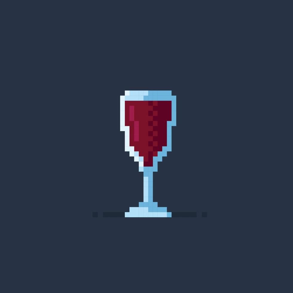 wijn glas in pixel kunst stijl vector