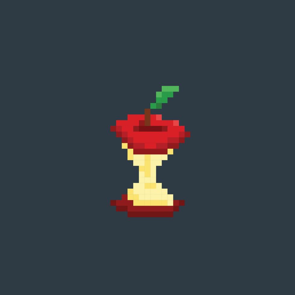 gegeten appel in pixel kunst stijl vector