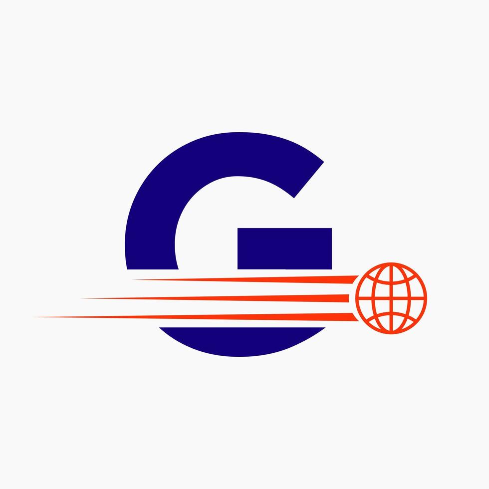 brief g globaal logo concept met in beweging wereld icoon. globaal logotype symbool vector sjabloon