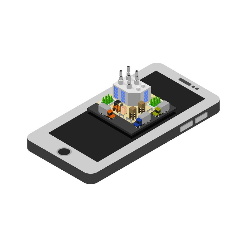 industrie op isometrische smartphone vector