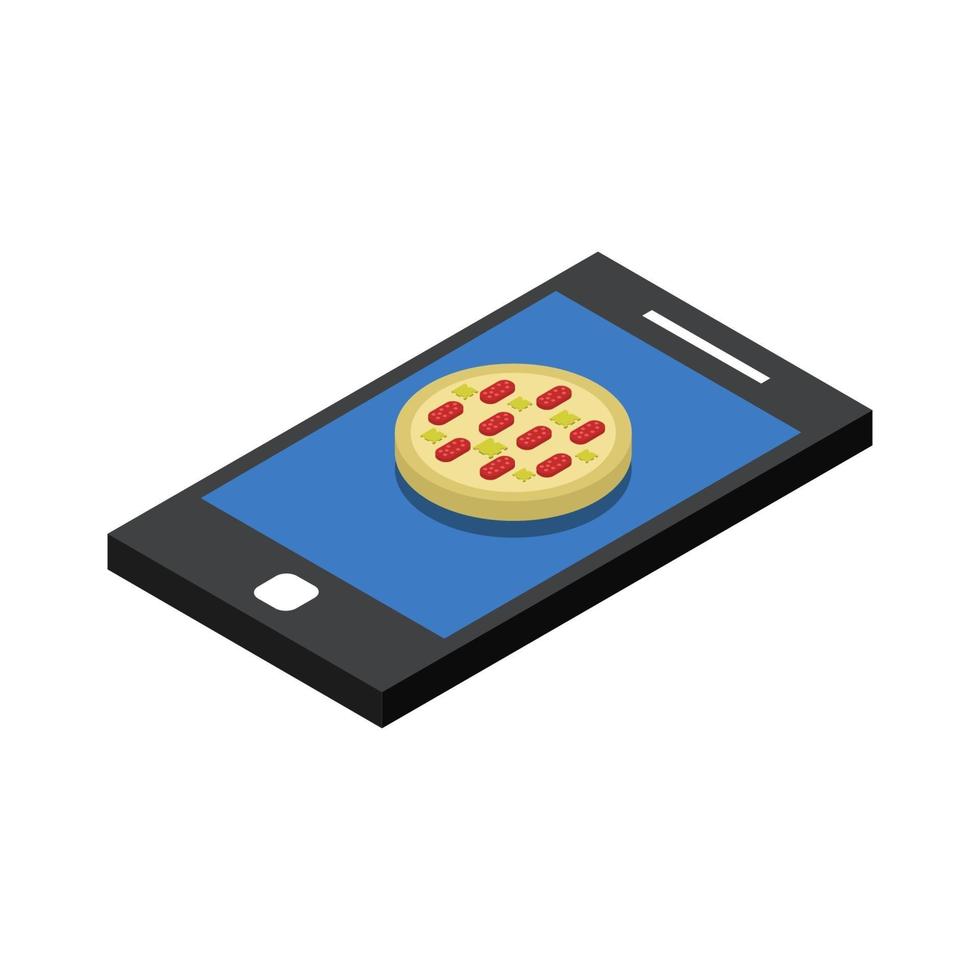 pizza online isometrisch kopen vector