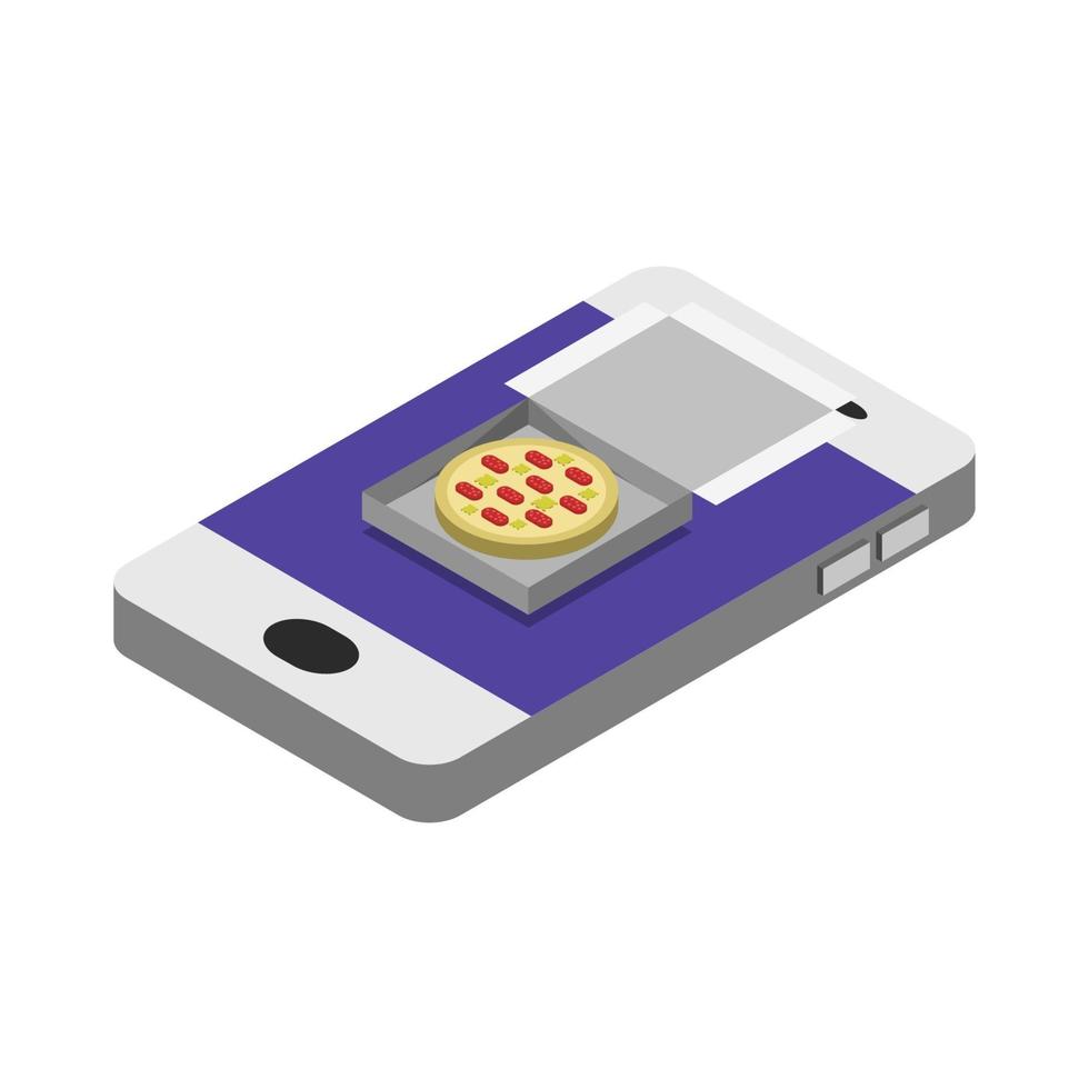 pizza online isometrisch kopen vector