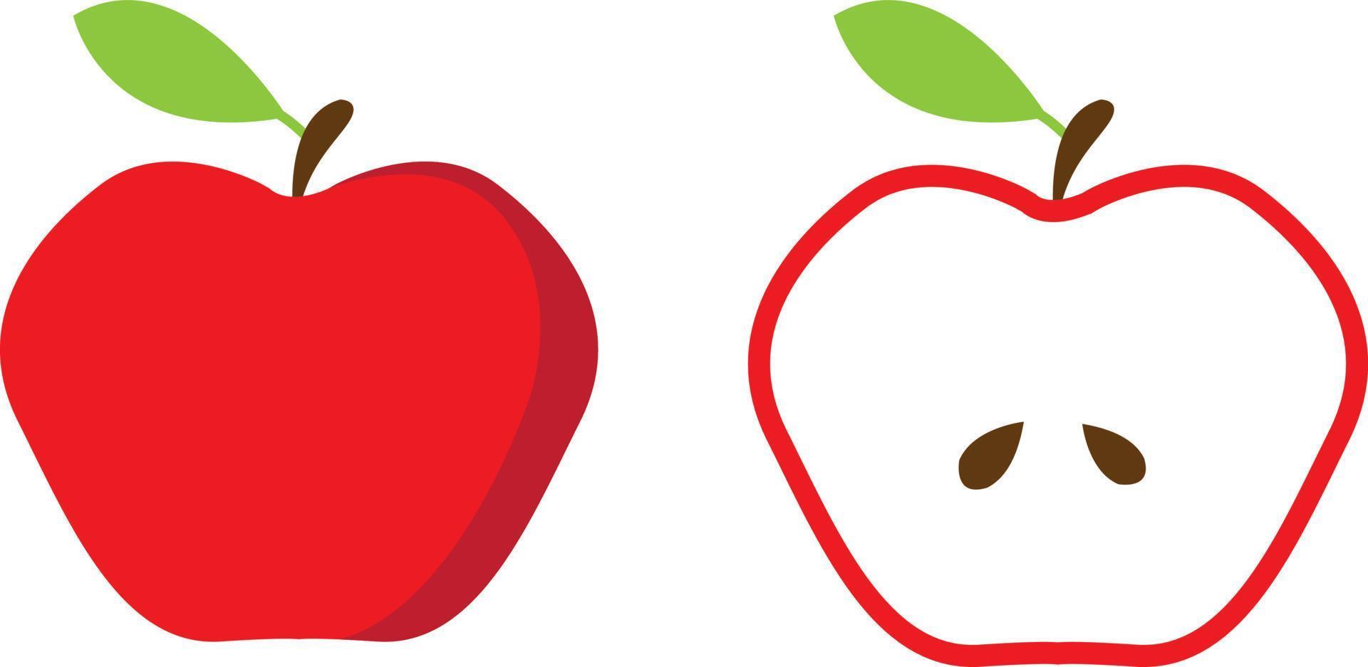 rood appel, geheel en besnoeiing fruit. vector illustratie