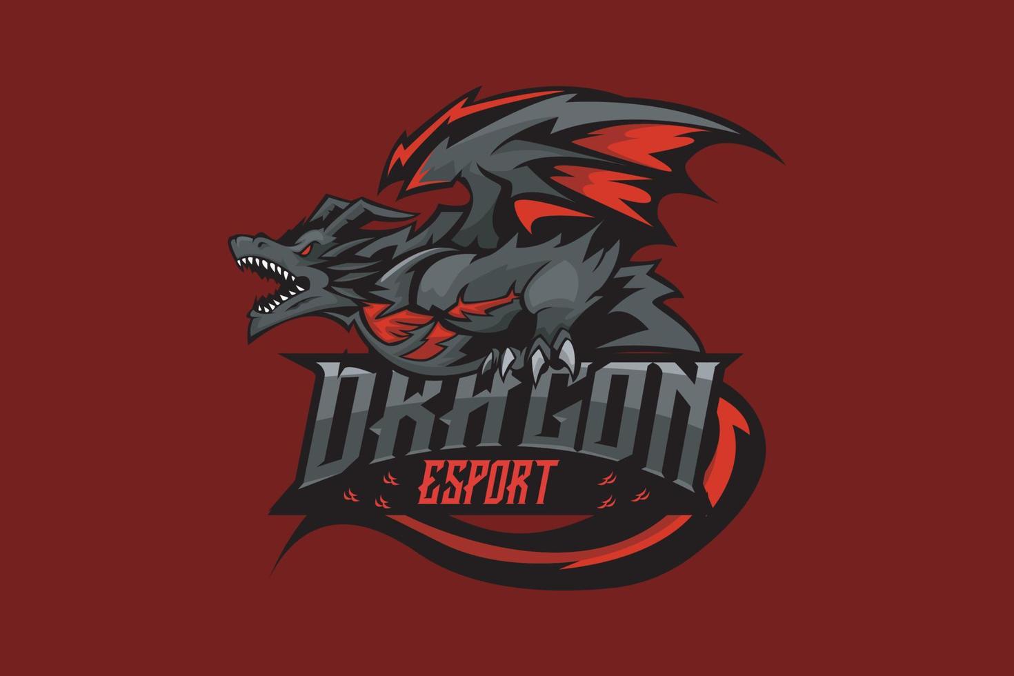 draak mascotte logo voor esport team illustratie vector