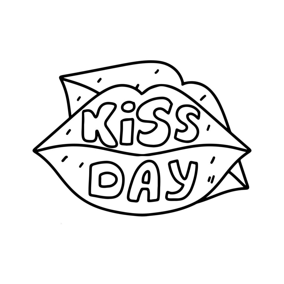 lippen voor kus dag in hand- getrokken tekening stijl. vector illustratie geïsoleerd Aan wit. kleur bladzijde.