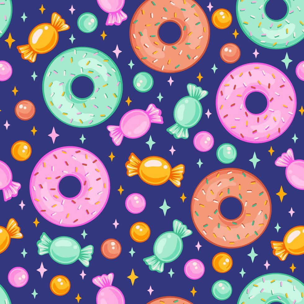 zoet snoep en donut naadloos patroon vector