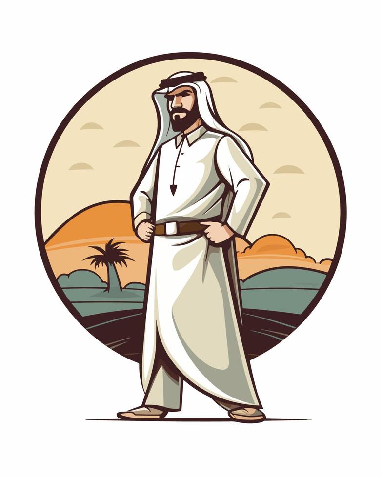 tekenfilm Arabisch Mens poseren vector