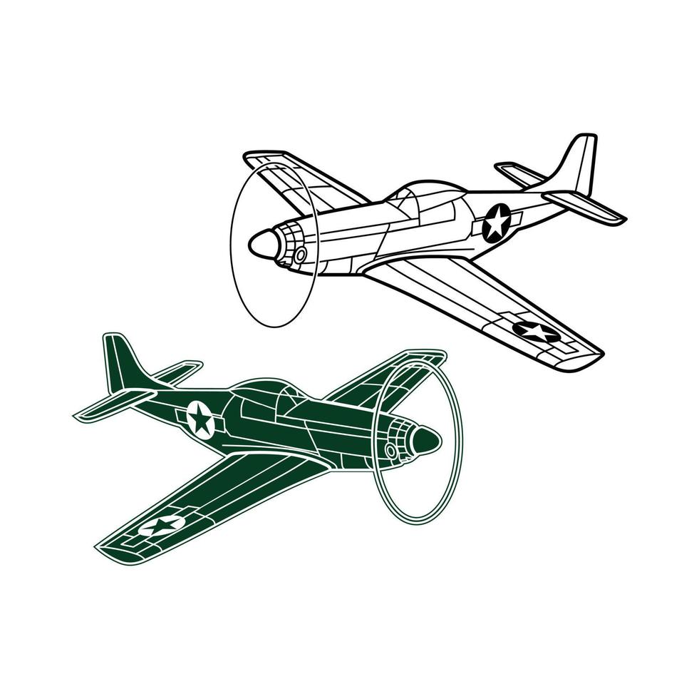 p-51 vlieg mustang illustratie vector