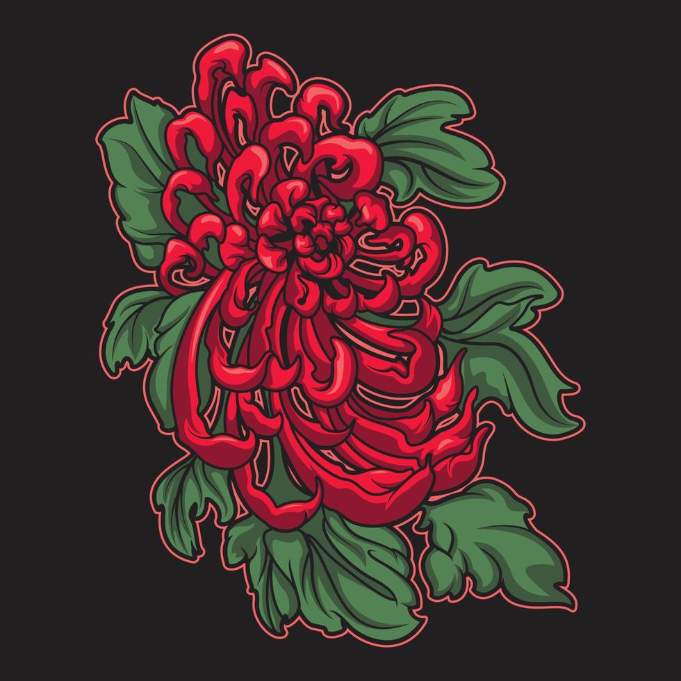 kleur vector illustratie van Japans chrysant