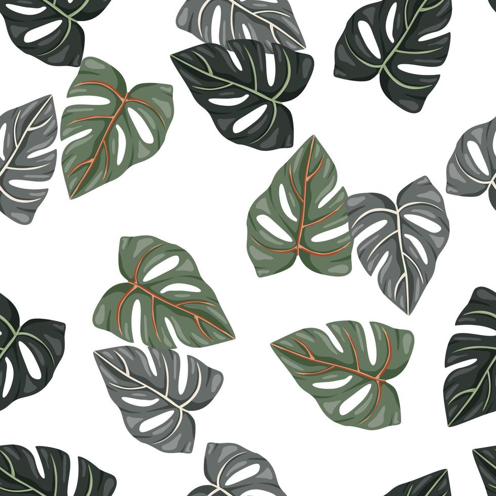 botanisch blad behang. tropisch patroon, palm bladeren bloemen achtergrond. abstract exotisch fabriek naadloos patroon. vector