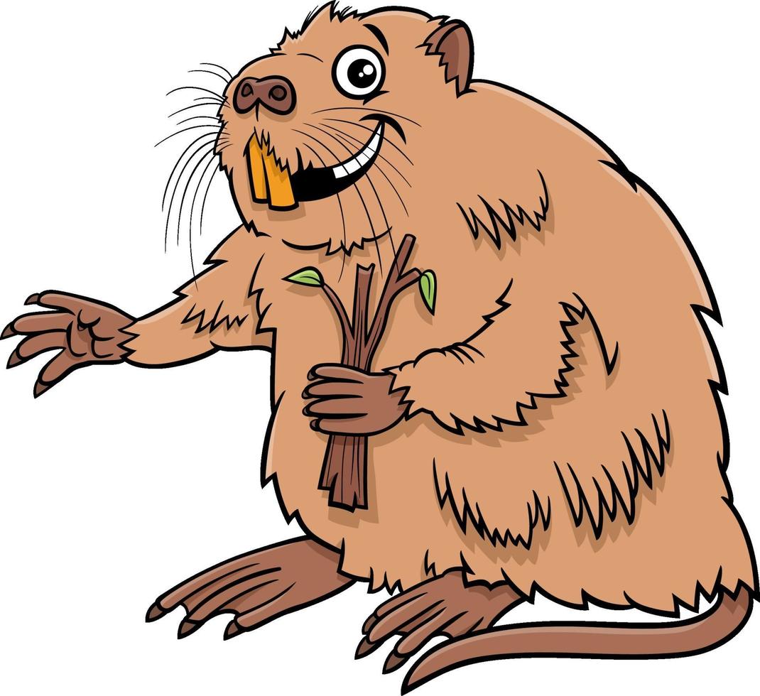 cartoon grappig nutria komisch dierlijk karakter vector