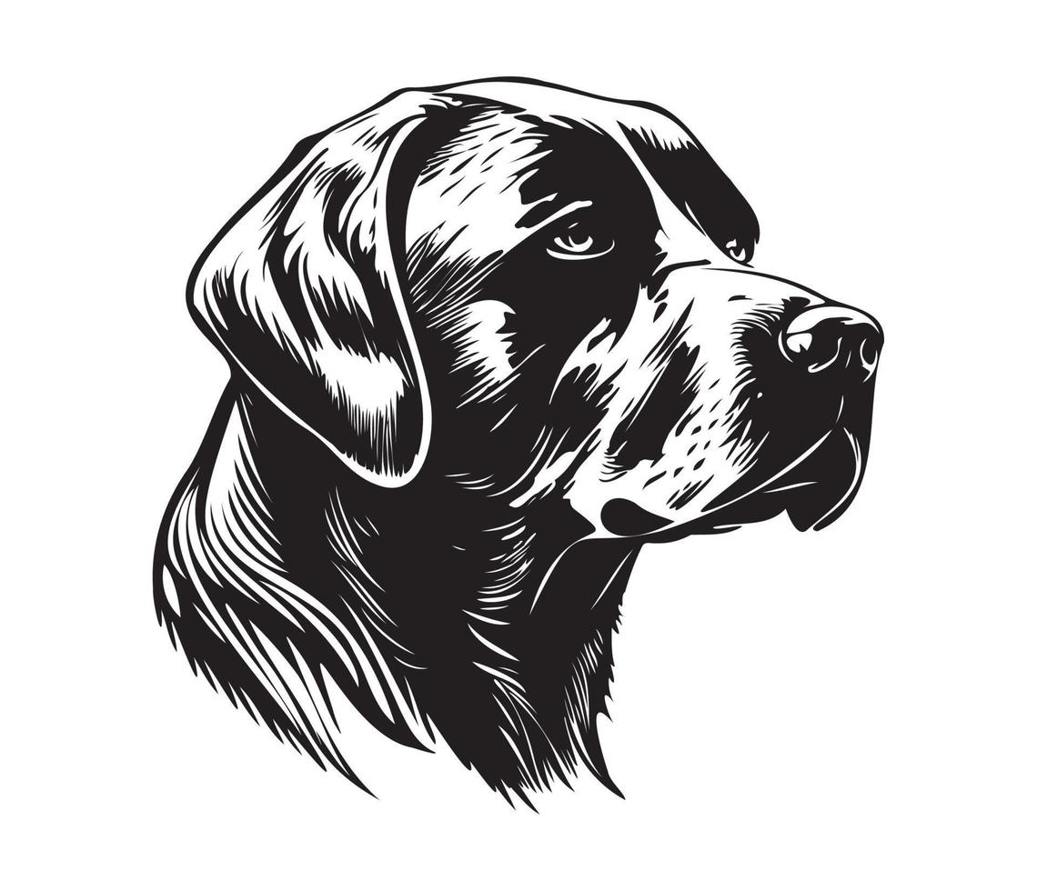 labrador retriever gezicht, silhouet hond gezicht, zwart en wit labrador retriever vector