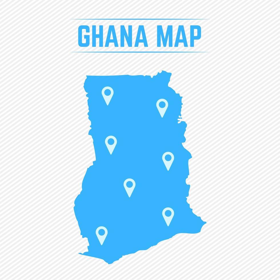 ghana eenvoudige kaart met kaartpictogrammen vector