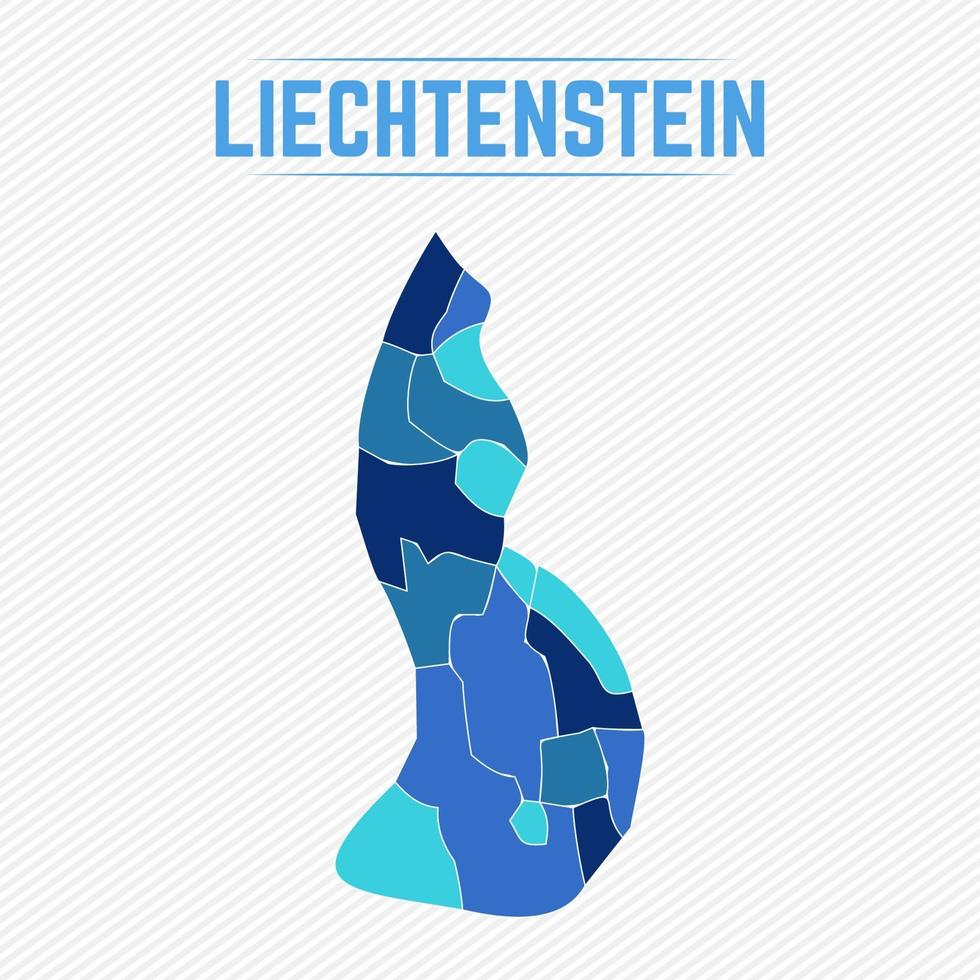 Liechtenstein gedetailleerde kaart met staten vector