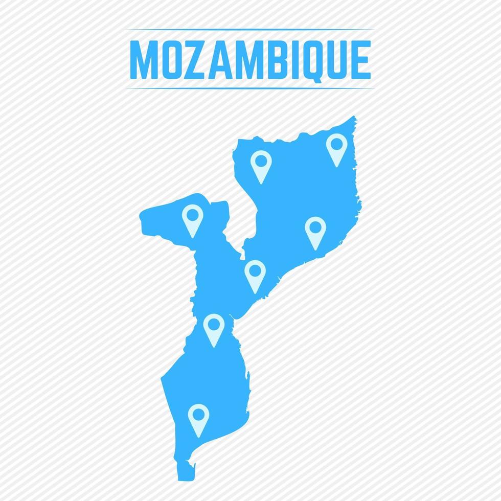 Mozambique eenvoudige kaart met kaartpictogrammen vector