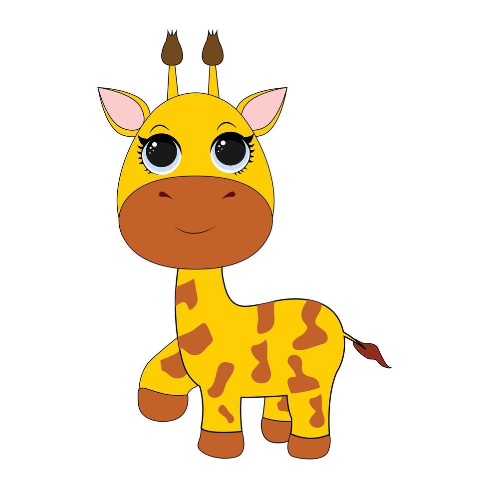 schattig tekenfilm modieus ontwerp weinig giraffe met Gesloten ogen. Afrikaanse dier dieren in het wild vector illustratie icoon.