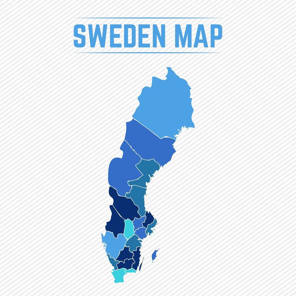 gedetailleerde kaart van Zweden met staten vector