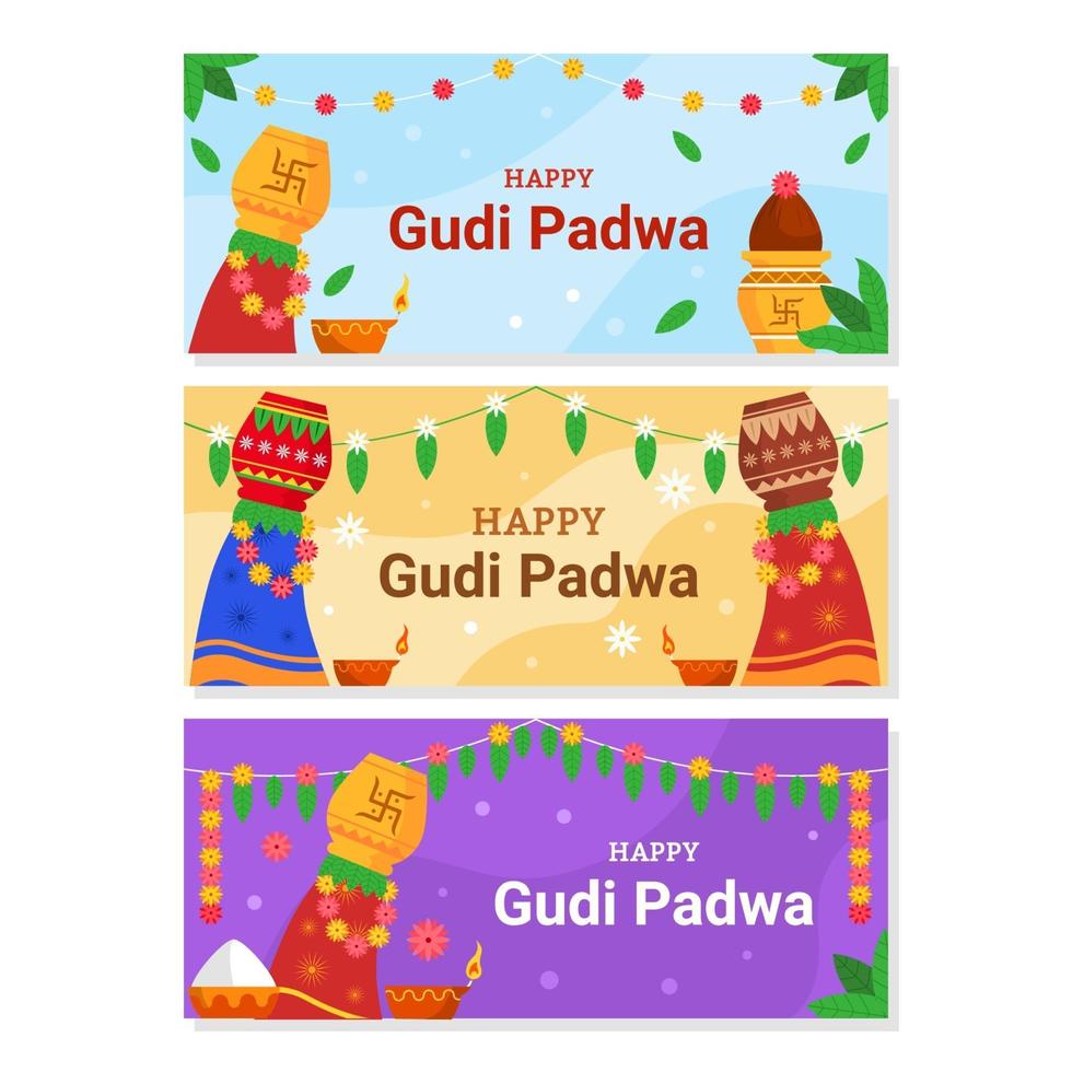 gelukkige gudi padwa-bannercollectie vector