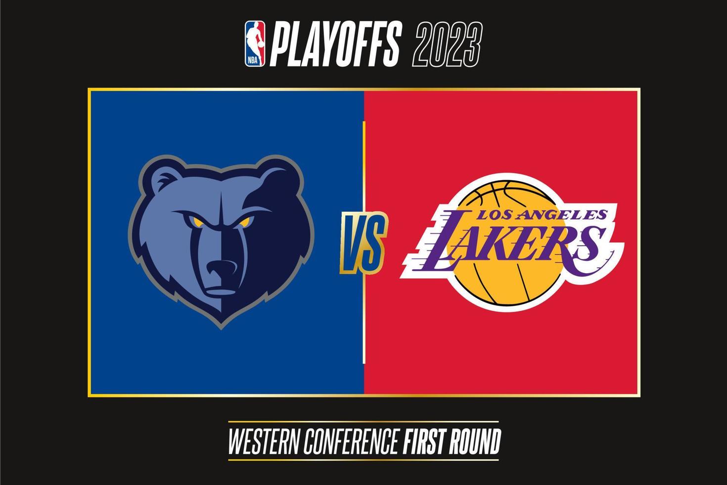 Memphis grizzlyberen vs los angeles lakers, 2023 nba play-offs. toernooi van de nationaal basketbal verenigingen 2022-23 seizoen. tbilisi, Georgië - april 14, 2023. vector