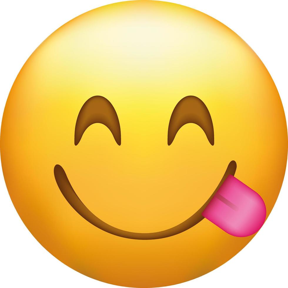 emoji gezicht genieten heerlijk voedsel, glimlachen gezicht genieten likken lippen, smiley emoticon. vector
