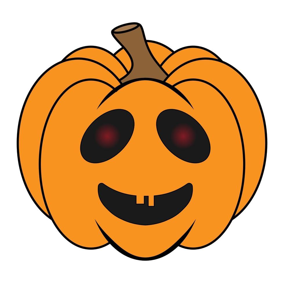 eenvoudige enge halloween-pompoen met grappig gezicht in vlakke stijl vector