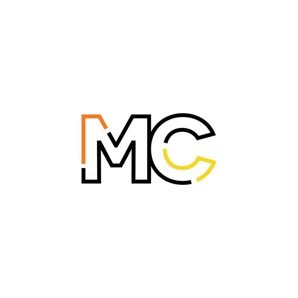 abstract brief mc logo ontwerp met lijn verbinding voor technologie en digitaal bedrijf bedrijf. vector