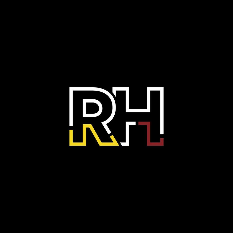 abstract brief rh logo ontwerp met lijn verbinding voor technologie en digitaal bedrijf bedrijf. vector