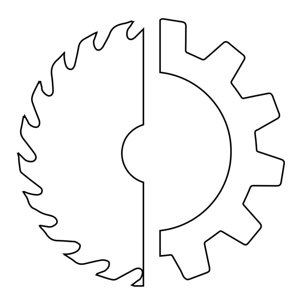 cirkelzaag in versnelling eenvoudig pictogram. van werktuigen, constructie en fabricage iconen vector