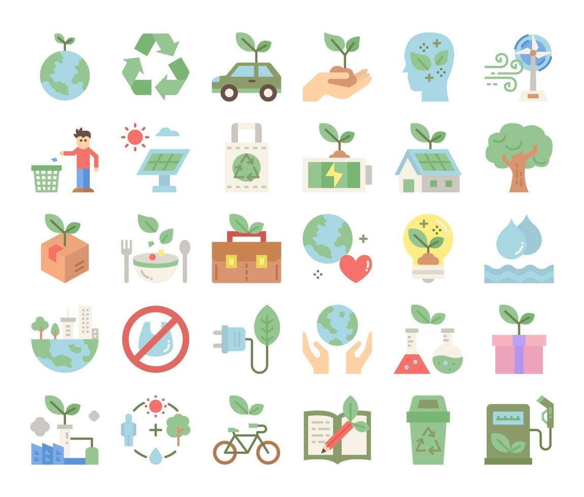ecologie platte vector iconen