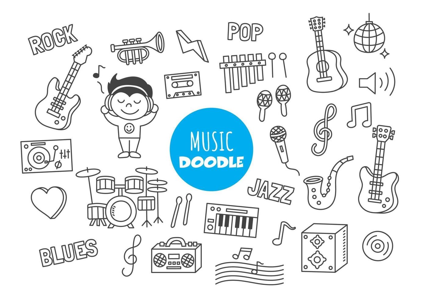 muziek kawaii doodle vector