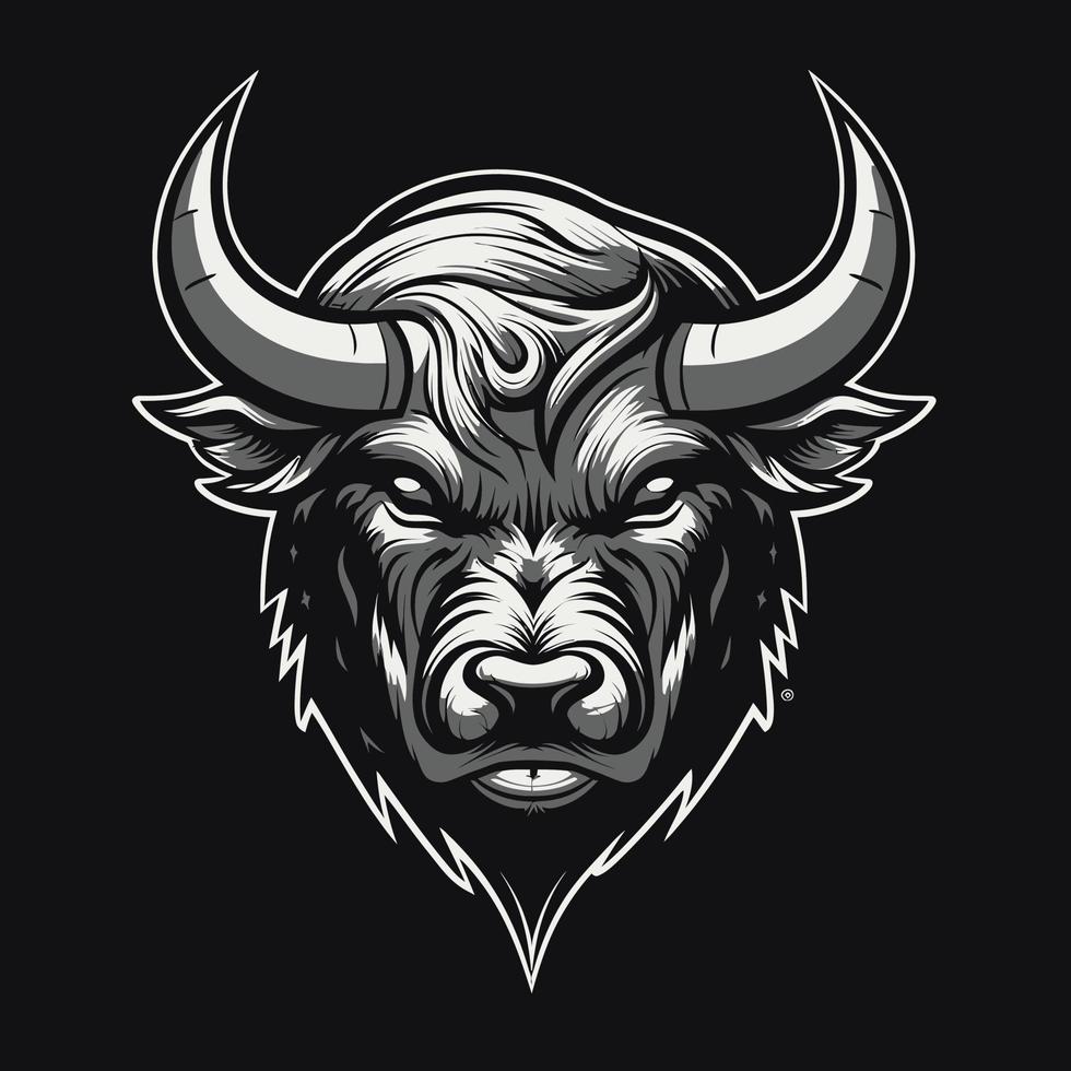 een logo van een boos stier hoofd, ontworpen in esports illustratie stijl vector