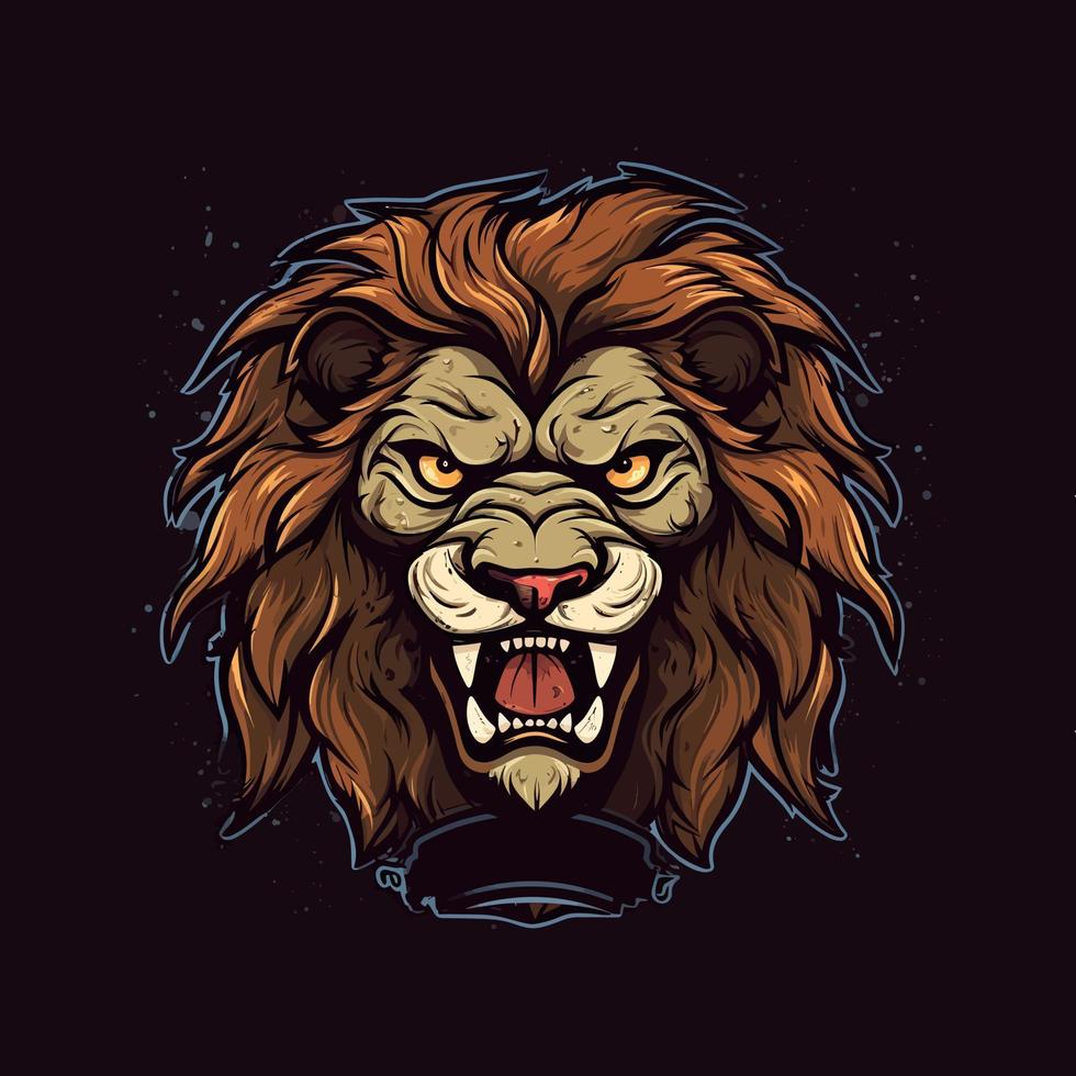 een logo van een boos leeuw hoofd, ontworpen in esports illustratie stijl vector