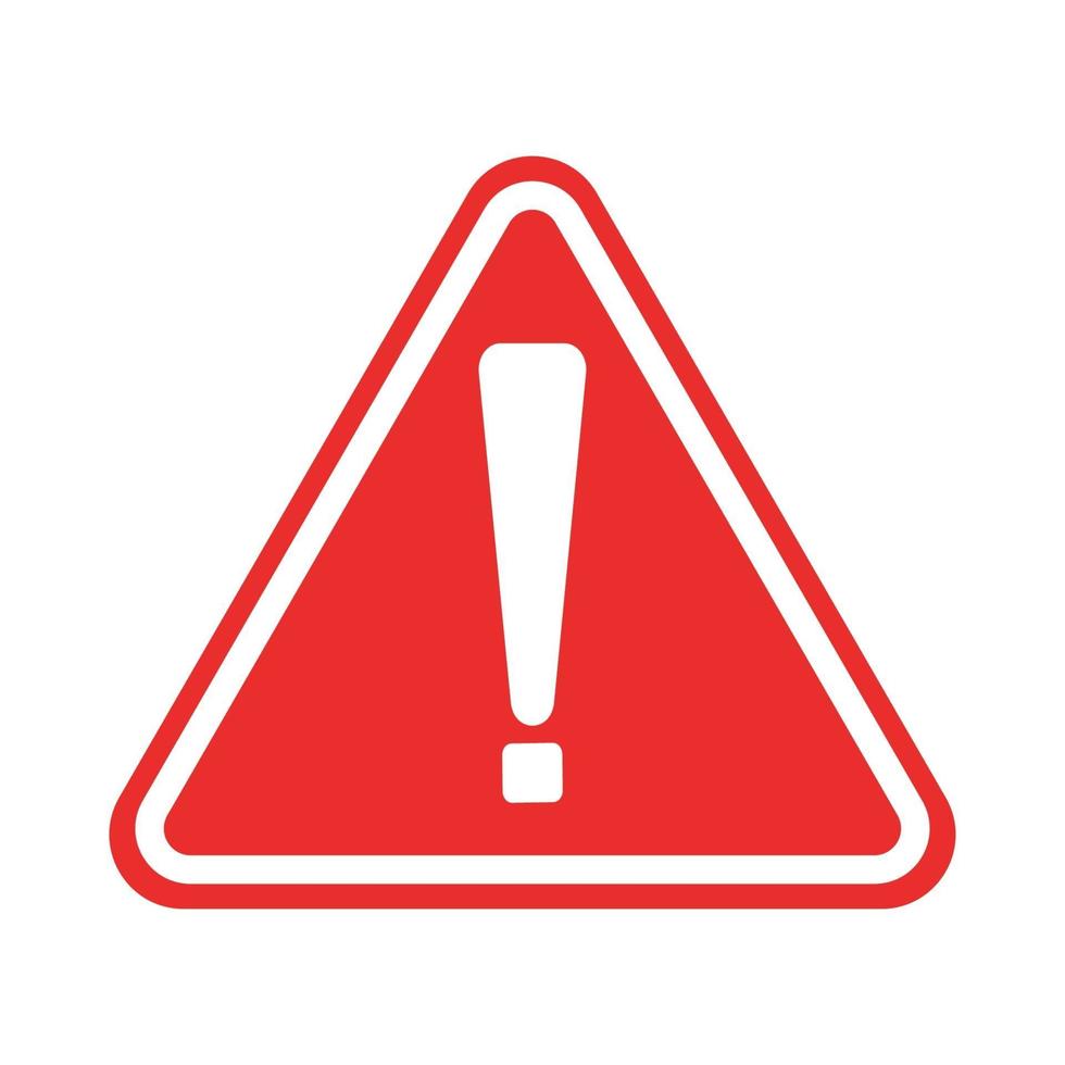 uitroepteken symbool, rood waarschuwingspictogram gevaarlijk op witte achtergrond, vector