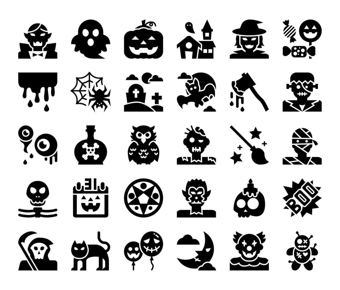 happy halloween glyph vector iconen