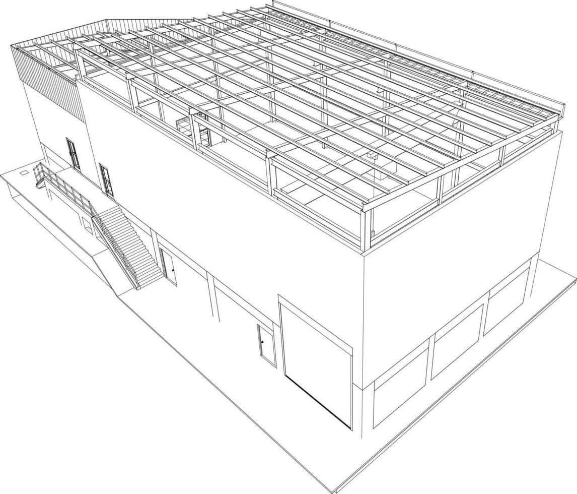 3d illustratie van gebouw project vector