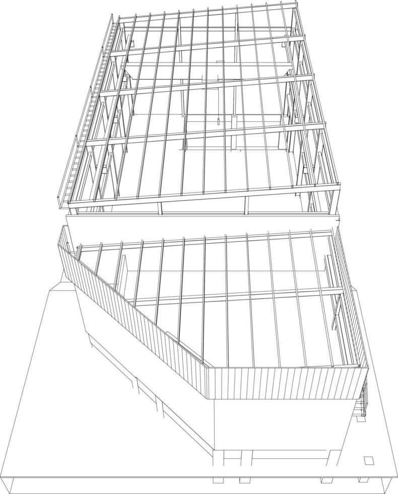 3d illustratie van gebouw project vector