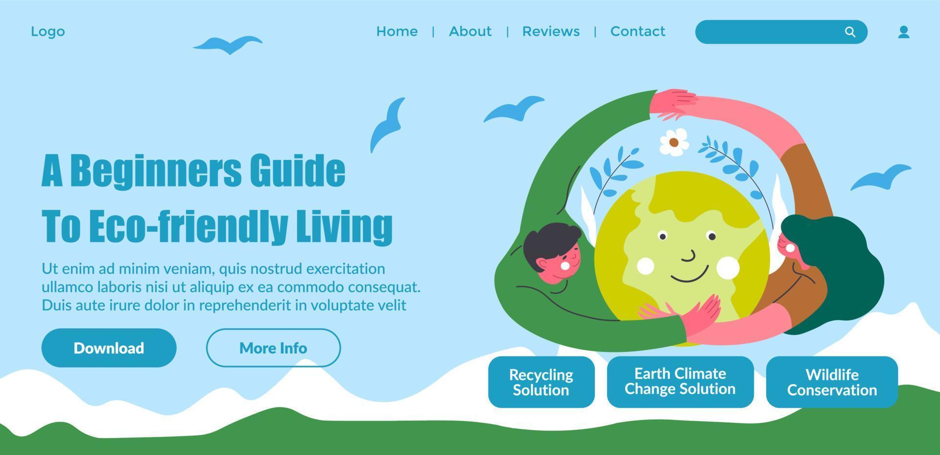 beginners gids naar eco vriendelijk leven, website vector